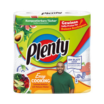 852747 Plenty Kuechenrolle Limited Edition 2 lagig, weiss mit Design, 6 Rollen a 45 Blatt 26 x 22,8 cm, kompostierbar